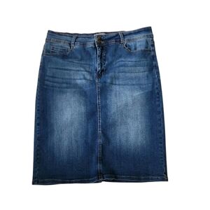 Near & Dear Denim Jean Skirt Midi Knee Womens Size XL